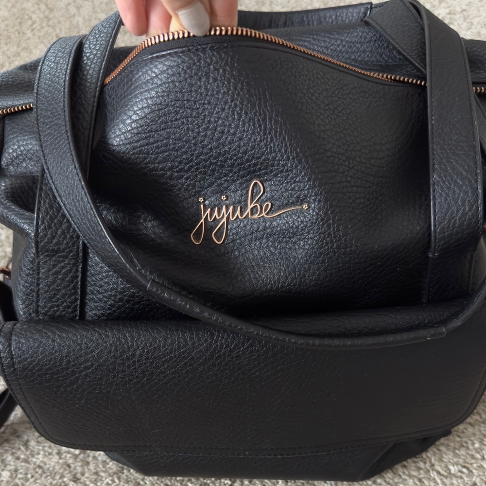 Jujube Wherever Weekender black vegan leather diaper bag - Picture 3 of 16